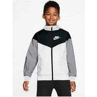Nike Boys Nsw Windrunner Hooded Jacket - White/Black