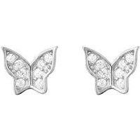 The Love Silver Collection Butterfly Cz Stud Earrings