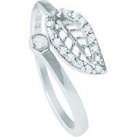 The Love Silver Collection Leaf Cubic Zirconia Ring