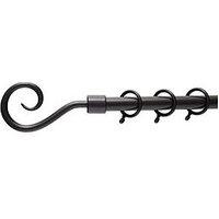 Very Home Crook Finial Extendable Curtain Pole &Ndash; Black