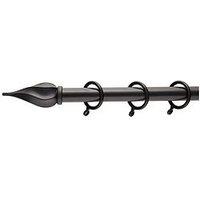 Very Home Spiral Finial Extendable Curtain Pole &Ndash; Black