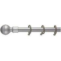 Everyday Ball Finial Extendable Curtain Pole &Ndash; Satin Steel