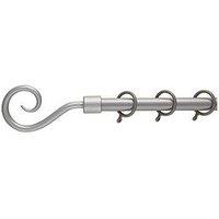 Everyday Crook Finial Extendable Curtain Pole &Ndash; Satin Steel