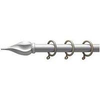 Very Home Spiral Finial Extendable Curtain Pole &Ndash; Satin Steel