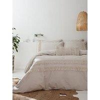 Pineapple Elephant Izmir Cotton Tassel Duvet Cover Set - Stone