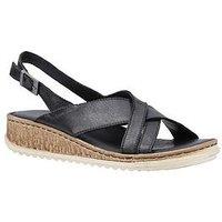 Hush Puppies Elena Cross Over Wedge Sandal - Black