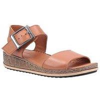 Hush Puppies Ellie Womens Brown Chunky Leather Wedge Sandals Size 5-8