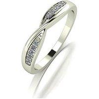 Moissanite 9Ct White Gold 0.10Ct Shaped Wedding Band