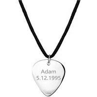 The Love Collection Men'S Personalised Steel Guitar Pick Pendant Necklace