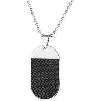 The Love Collection Men'S Black Steel Rounded Dog Tag Necklace