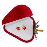 The Love Collection 9Ct Gold Enamel Strawberry Stud Earrings With Gift Box