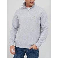 Lacoste Fleece Quarter Zip Sweat Top - Light Grey