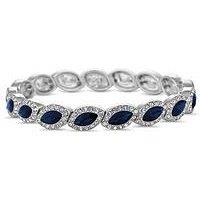 Jon Richard Sapphire Blue And Crystal Navette Stretch Bracelet