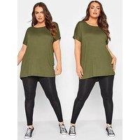 Yours Cotton Elastane 2 Pack Legging - Black