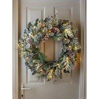 Very Home Frosted Cone Pre-Lit Christmas Wreath &Ndash; 80 Cm Diameter