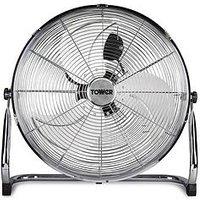 Tower T662000 18 Inch High-Speed Velocity Floor Fan With Adjustable Tilt, 100W Long-Life Motor - Chr