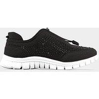 Yours Wide Fit Titania Gem Trim Trainer - Black