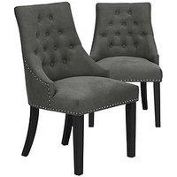 Very Home Warwick Pair Of Velvet Dining Chairs - Charcoal/Black - Fsc Certified