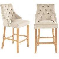 Very Home Warwick Pair Of Fabric Bar Stools - Natural/Oak - Fsc Certified