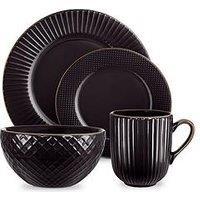 Tower Empire 16-Piece Dinner Set In Black