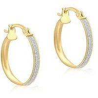 Love Gold 9Ct Yellow Gold 2.5Mm Tube 19Mm Stardust Creole Earrings