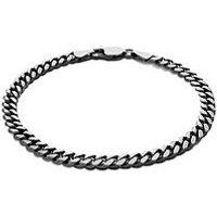 The Love Collection Sterling Silver Oxidised Men'S Brushed 8' Curb Bracelet