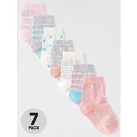 Everyday Girls Spot And Stripe Socks (7 Pack) - Pink