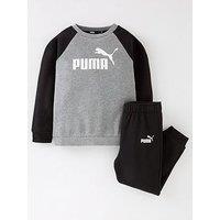 Puma Nfants Minicats Essentials Raglan Fleece Jogger Set - Black