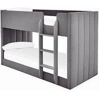 Very Home Panelled Velvet Bunk Bed With Mattress Options (Buy & Save!) - Grey - Bed Frame With Premium Mattress