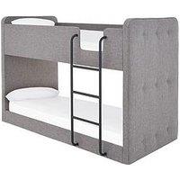 Very Home Charlie Fabric Bunk Bed With Mattress Options (Buy And Save!) - Grey - Bed Frame With 2 Premium Mattresses