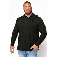 Badrhino Essential Plain Long Sleeve Polo Shirt - Black