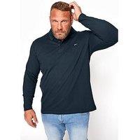 Badrhino Essential Plain Long Sleeve Polo Shirt - Navy
