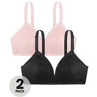 Dorina 2Pk Tiffany Soft Bra - Non Wire - Black/Pink
