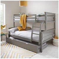 Very Home Novara Detachable Trio Bunk Bed With Mattress Options (Buy & Save!) &Ndash; Grey - Fsc Certified - Bed Frame With Standard Mattress