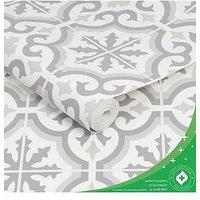 Contour Grecian Anti-Bacterial Grey Wallpaper