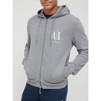 Armani Exchange Icon Logo Zip Through Hoodie - Grey