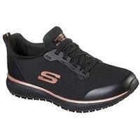 Skechers Workwear Squad Slip Resitant Bungee Lace Slip-On Trainer - Black/Rose Gold