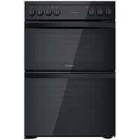 Indesit Id67V9Kmb 60Cm Wide Double Oven Electric Cooker With Ceramic Hob - Black