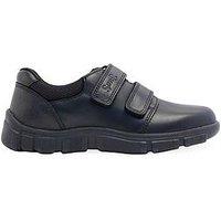 Start-Rite Origin & Leather Double Rip Tape Boys School Shoes - Black