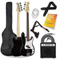 3Rd Avenue Full Size Bass Guitar Ultimate Kit With 15W Amp - 6 Months Free Lessons - Black