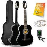 3Rd Avenue Full Size 4/4 Classical Guitar Beginner Bundle - 6 Months Free Lessons - Black