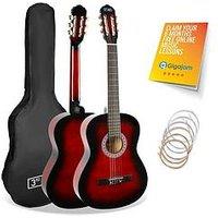 3Rd Avenue Full Size 4/4 Classical Guitar Beginner Bundle - 6 Months Free Lessons - Redburst
