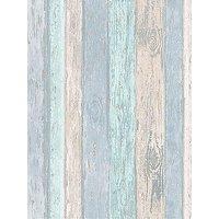 Coloroll Blue Distressed Wood Wallpaper
