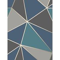 Fine Decor Apex Geo Aqua And Navy Wallpaper