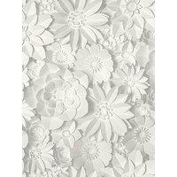 Fine Decor 3D Effect Floral White And Grey Wallpaper