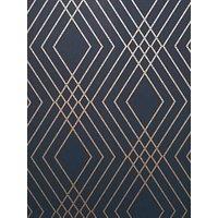 Fine Decor Shard Trellis Navy & Gold Wallpaper