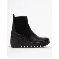 Fly London Bagu Wedge Chelsea Boots - Black