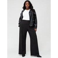 V By Very Curve Wide Leg Stretch Trouser - Black