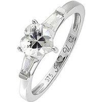 The Love Collection 9Ct White Gold Cubic Zirconia Heart "I Love U" Shoulder Ring