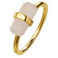 The Love Collection Gold Plated Silver Rose Quartz Crystal Ring